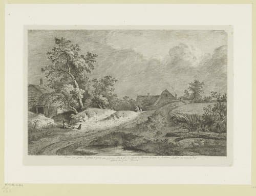 Landschap met twee huizen bij een korenveld by Jean Jacques de Boissieu