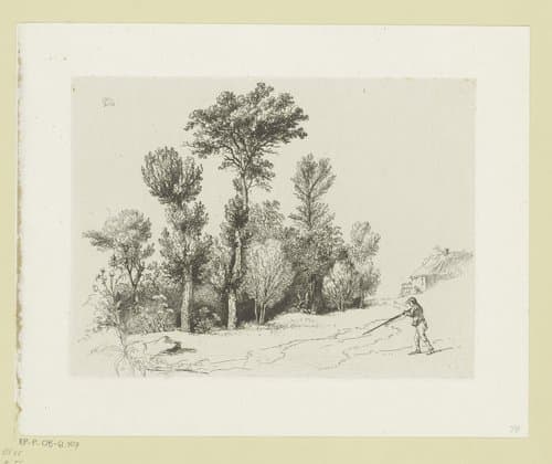 Landschap met een jager voor een bos by Jean Jacques de Boissieu