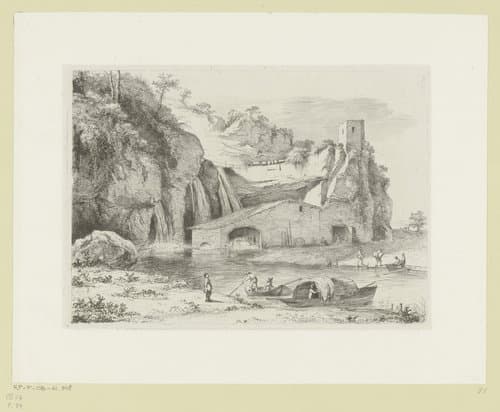 Landschap met drie watervallen bij een watermolen by Jean Jacques de Boissieu