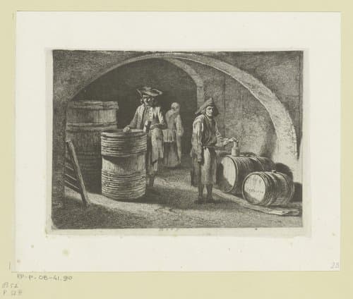 Kuipers aan het werk ik een kelder by Jean Jacques de Boissieu