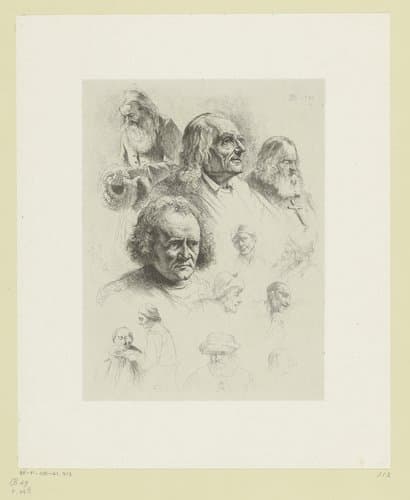 Compositie met dertien hoofden van mannen van verschillende leeftijden by Jean Jacques de Boissieu