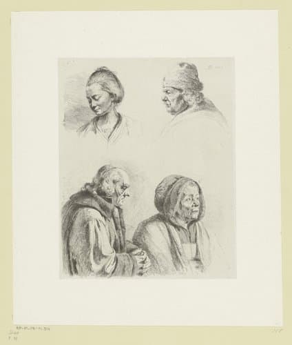 Compositie met twee hoofden en twee bustes van mannen en vrouwen by Jean Jacques de Boissieu