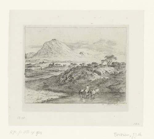 Heuvelachtig landschap met figuren bij een doorwaadbare plaats by Jean Jacques de Boissieu