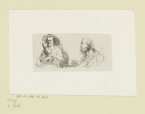 Compositie met een oude man en vrouw ten halve lijve by Jean Jacques de Boissieu