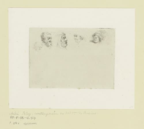 Compositie met vijf hoofden van mannen van verschillende leeftijden by André Blay; Jean Jacques de Boissieu