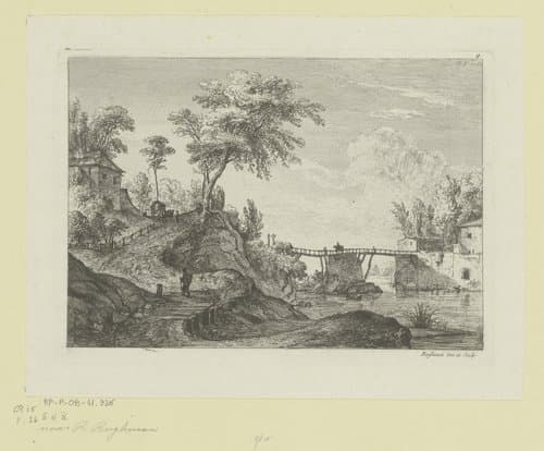 Landschap met een houten brug by Jean Jacques de Boissieu