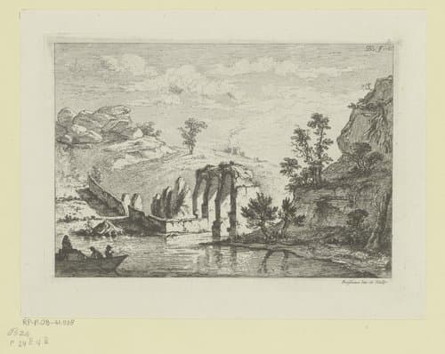 Rivierlandschap met resten van een aquaduct by Jean Jacques de Boissieu