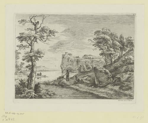 Rivierlandschap met geitenhoeder by Jean Jacques de Boissieu