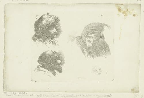 Compositie met vier hoofden van mannen van verschillende leeftijden by Jean Jacques de Boissieu