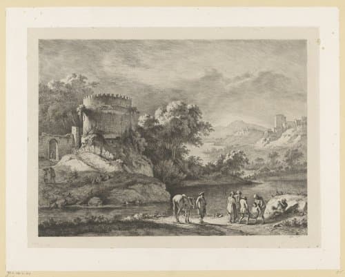 Figuren in een rivierlandschap voor de tombe van Caecilia Metella by Jean Jacques de Boissieu