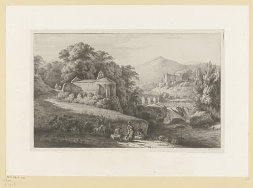 Rivierlandschap met kerk te Châtillon-d'Azergues by Jean Jacques de Boissieu