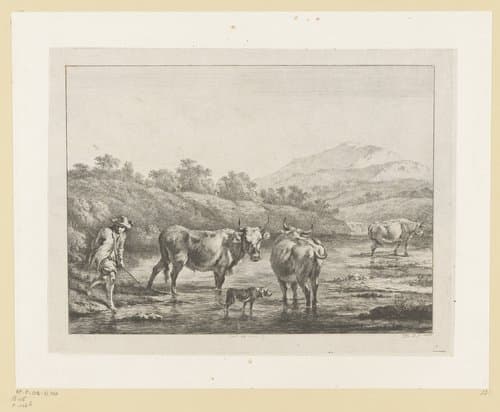 Herder met koeien in een doorwaadbare plaats by Jean Jacques de Boissieu