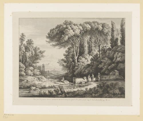 Landschap met figuren bij een badplaats by Jean Jacques de Boissieu