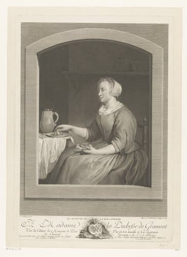 Jonge vrouw aan haar ontbijt by Marie Louise Adelaïde Boizot