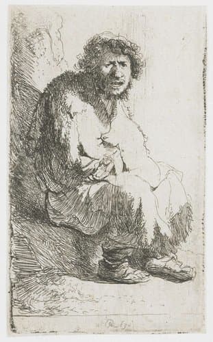 Beggar seated on a bank by Rembrandt van Rijn