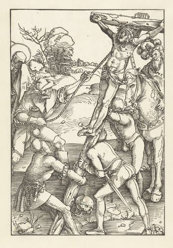 Oprichting van het kruis van Christus by Hans Baldung Grien