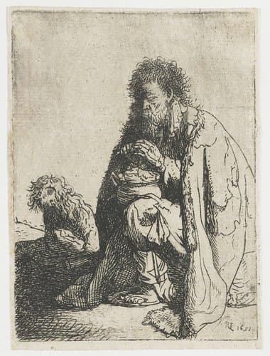 Beggar with his Dog by Rembrandt van Rijn