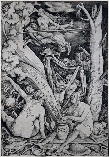 Heksen toveren tijdens heksensabbat by Hans Baldung Grien