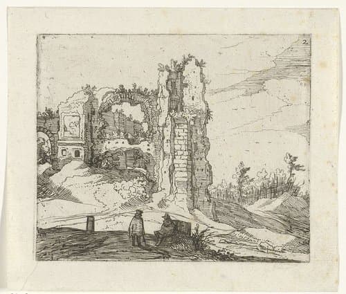 Ruïne met een poort by Guilliam van Nieulandt (II)