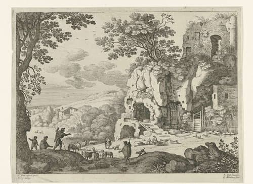 Landschap met een ruïne by Guilliam van Nieulandt (II)