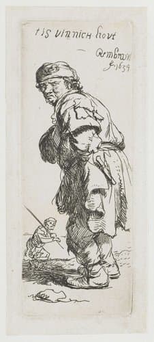 Een boer die roept ‘tis vinnich kout’ by Rembrandt van Rijn