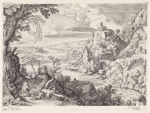 Landschap met de barmhartige Samaritaan by Guilliam van Nieulandt (II)