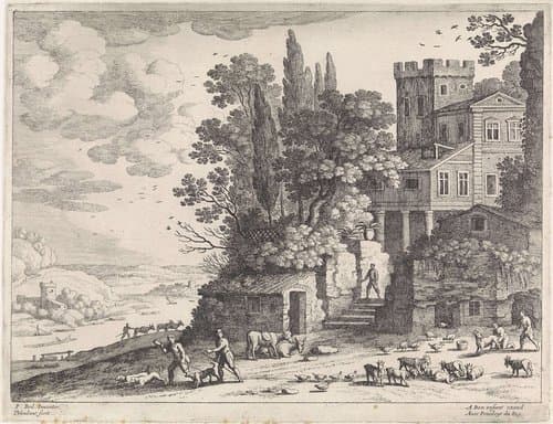 Landschap met een huis by Guilliam van Nieulandt (II)