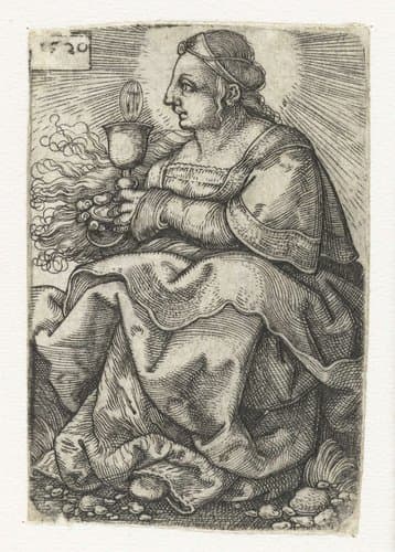 Heilige Barbara met kelk en hostie by Barthel Beham