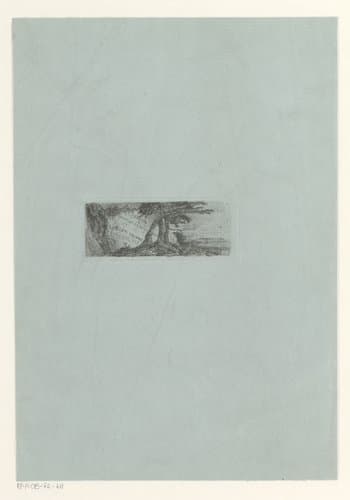 Titelprent met een landschap met drie bomen voor een rotsblok by Alexandre Calame