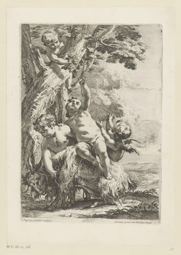 Vier amors met een geit druiven plukkend by Nicolas Chaperon
