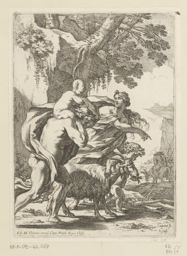 Volgelingen van Silenus met op de achtergrond Silenus op zijn ezel by Nicolas Chaperon