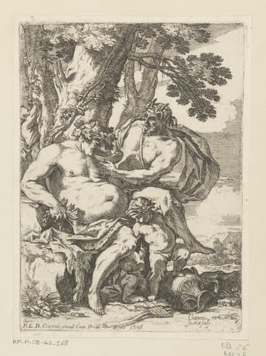 Dronken Silenus tegen een boom gezeten by Nicolas Chaperon
