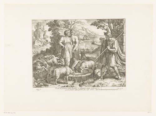 Jakob en Rachel bij de waterput by Nicolas Chaperon