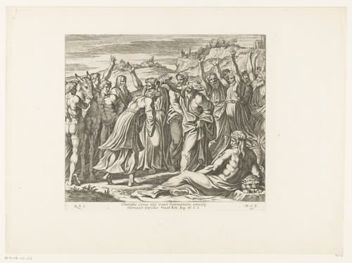Salomo door Sadoc tot koning gezalfd by Nicolas Chaperon