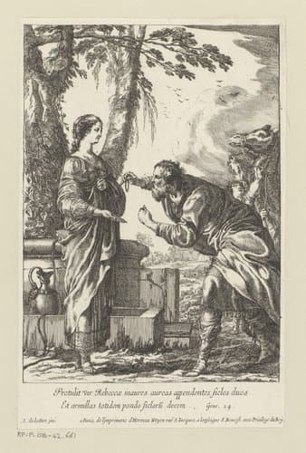 Rebekka en Eliëzer bij de bron by François Chauveau