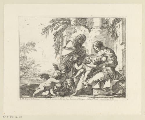Maria met Kind, Johannes de Doper, Elisabeth en engelen by François Chauveau