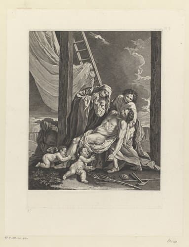 Kruisafname en bewening van Christus by François Chauveau