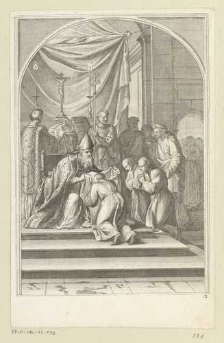 Heilige Bruno neemt het monnikskleed van de Kartuizers aan by François Chauveau
