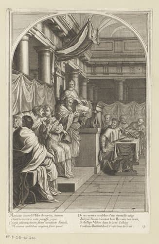 Paus Victor III bevestigt de orde der Kartuizers by François Chauveau