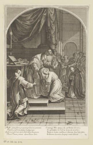 Heilige Bruno verstrekt het habijt van de orde by François Chauveau