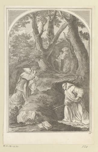 Heilige Bruno in gebed in Calabrië by François Chauveau