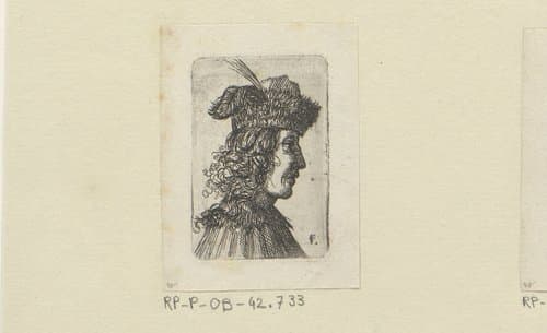 Man met een muts met bontrand en profile by François Chauveau