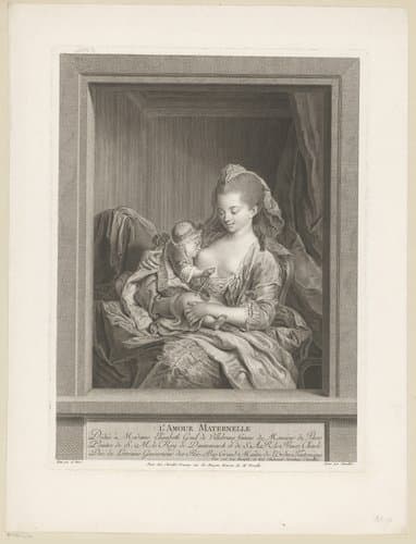 Vrouw met kind aan de borst by Justus Chevillet