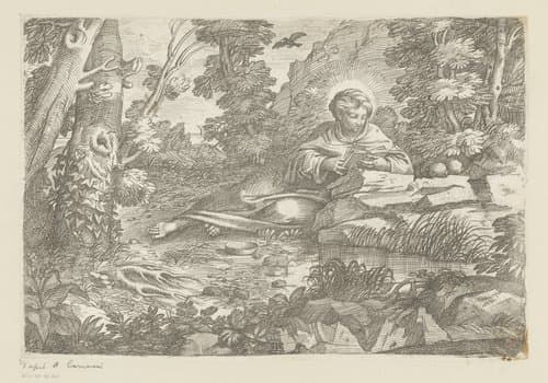 Maria Magdalena lezend in een bos by Michel Corneille (II)