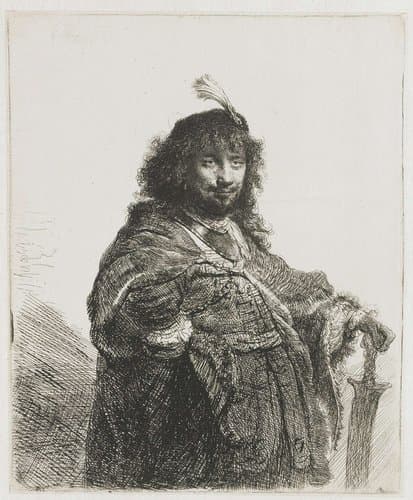 Self-portrait (?) with Plumed Cap by Rembrandt van Rijn