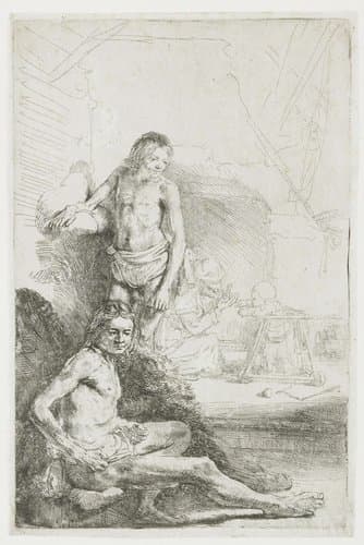 Het rolwagentje by Rembrandt van Rijn