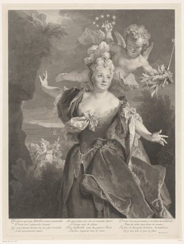 Portret van Mademoiselle Duclos in de rol van Ariane by Louis Desplaces
