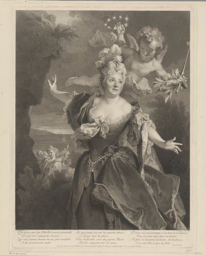 Portret van Mademoiselle Duclos in de rol van Ariane by Louis Desplaces