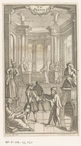Scène uit een theatervoorstelling met Alexander de Grote bij Diogenes by Étienne Desrochers