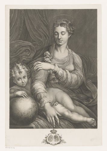 Maria en Kind met roos by Johann Christoph Teucher